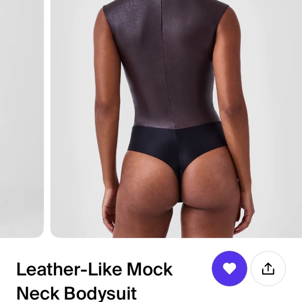 SPANX faux leather mock turtle neck bodysuit.